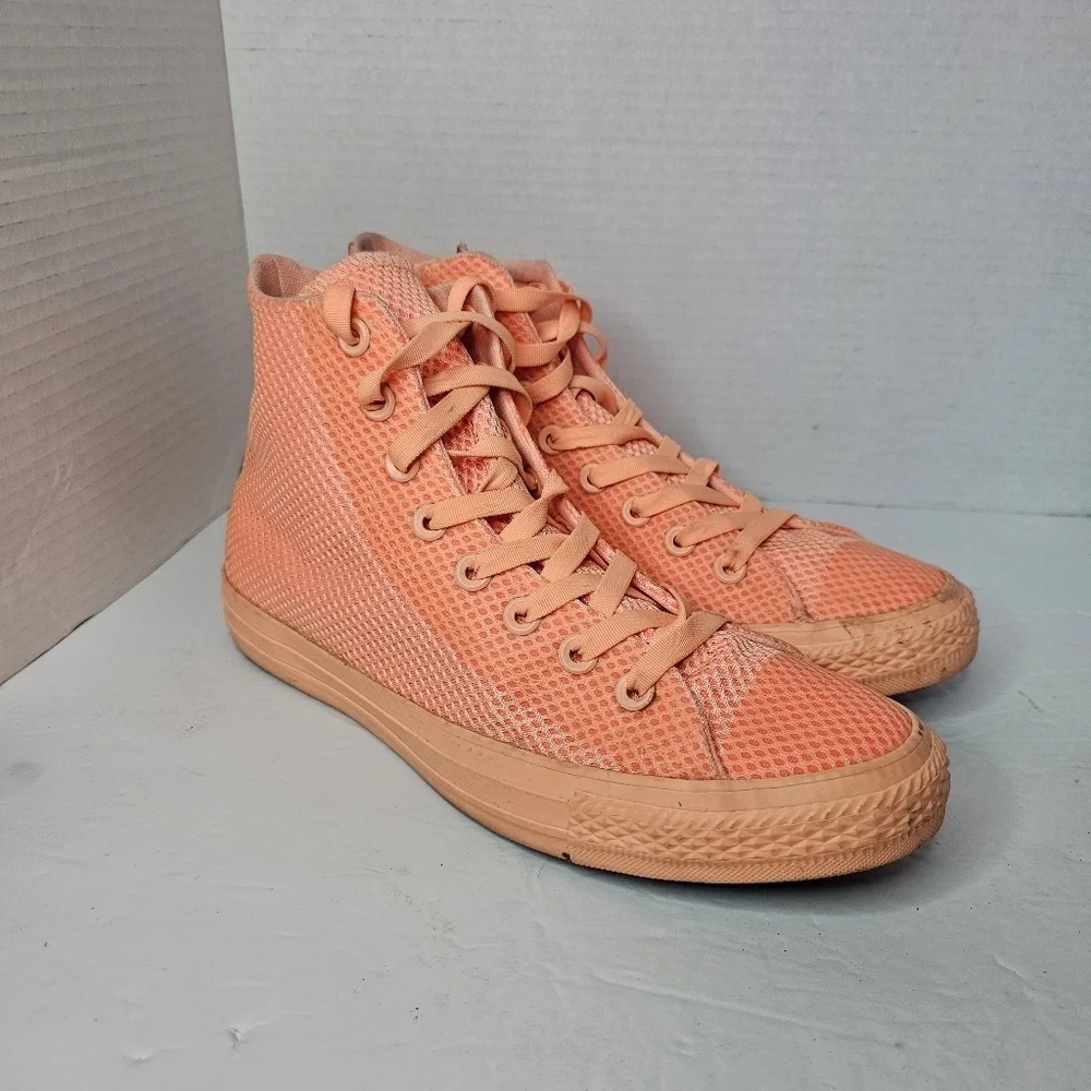 Converse Girls Orange Canvas High-Top Sneakers Size 7 Y
